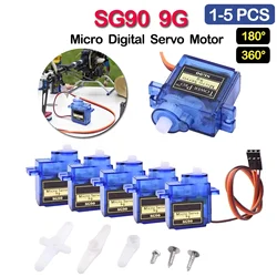 20pcs SG90 9G Micro Digital Servo Motor 180/360Degree Fixed-Wing Micro Gear Servo Motor for Rc Helicopter Toy Airplane Aircraft