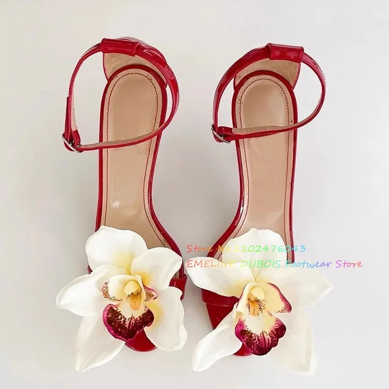 

Сандалии на высоком каблуке с имитацией цветка феи, женские босоножки на шпильке с открытым носком, элегантные сексуальные летние новые туфли с ремешком на щиколотке