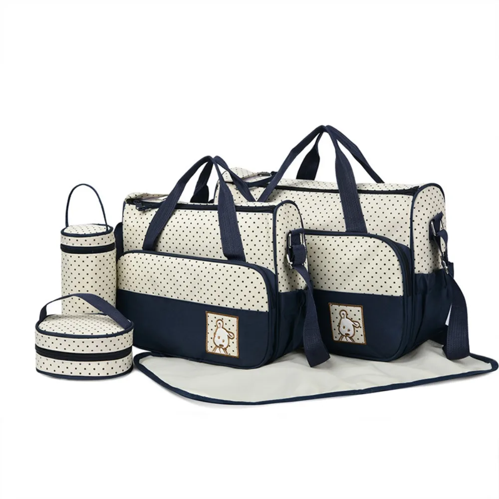 

5pcs/set New Large Capacity Mommy Bag Multifunctional Waterproof Baby Diaper Bag Bear Shoulder Bag Travel