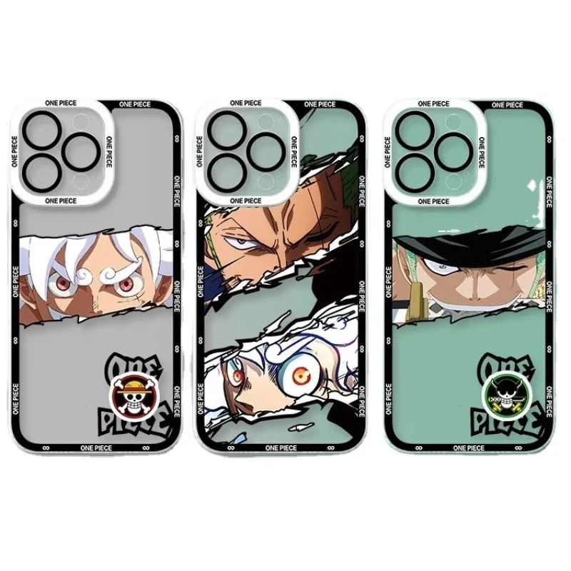 Cartoon Mobile Phone Case One Piece Luffy Zoro Animation Peripheral Couple IPhone15 Pro Max/14/13 Protective Cover Birthday Gift