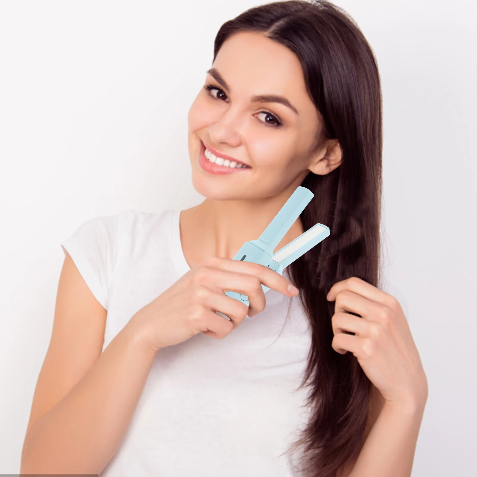 

Usb Hair Straightener Mini Curling Wand Portable Dual Function Travel Styling Tool Fast Heating Type-C Interface For Short Hair