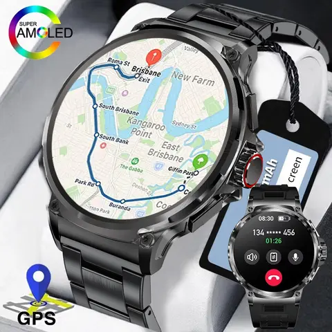 LIGE 1.85"Ultra HD AMOLED Screen Smart Watch Men Blood Pressure Monitor Bluetooth Call Sports Fitness Smartwatch For Android iOS