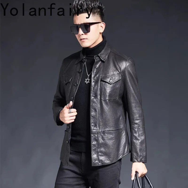 

Natural Genuine Leather Jacket Men Spring Autumn Thin Leather Coats Top Layer Cowhide Coat for Man Clothes Motocycle Jackets