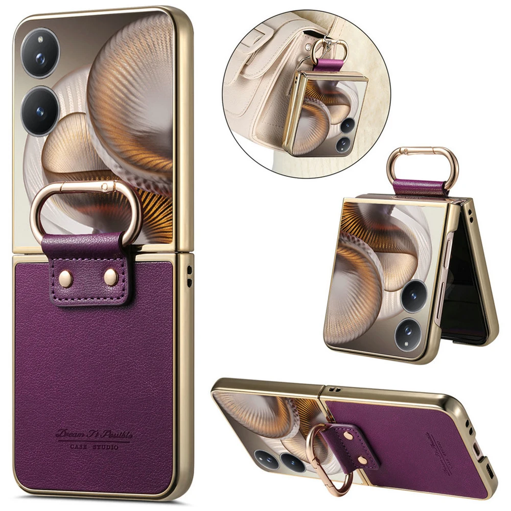 Para Xiaomi Mix Flip 2 5G 2025 Funda de lujo Armadura Funda trasera de cuero para Xiaomi Mix Flip Ring Stand Funda Mi Mix Flip 2 Etui
