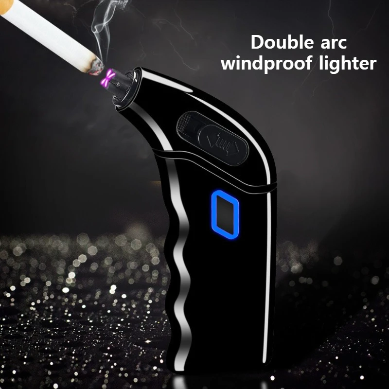 

Двухдуговая плазменная зажигалка USB, перезаряжаемая, ветрозащитная, электрическая, для сигарет, сигар и трубок, креативная персонализированная бездымная зажигалка