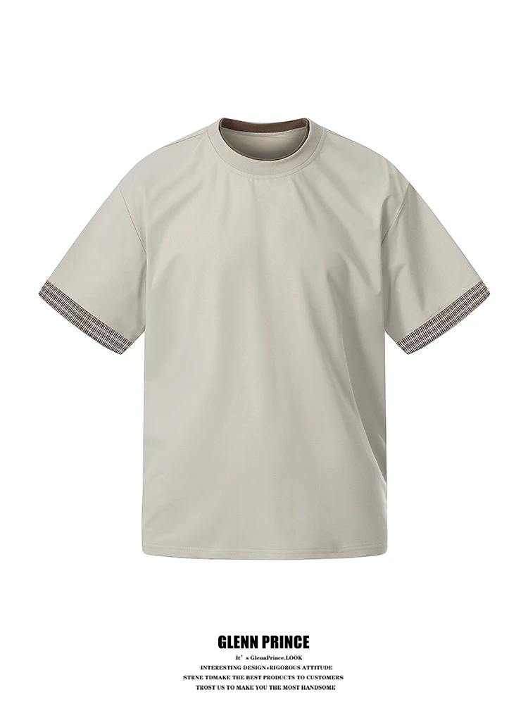 

GPstudio Men's Short Sleeve T-shirt Summer New Style Plaid Flip Design Half Sleeve Trendy Top Breathable Comfortable Cotton P...