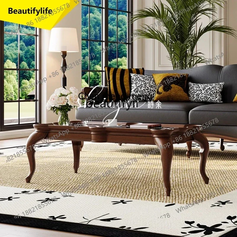 

P178 Журнальный столик Американский журнальный столик в стиле ретро Французский прямоугольный из цельного дерева для маленькой квартиры Гостиная Домашнее использование