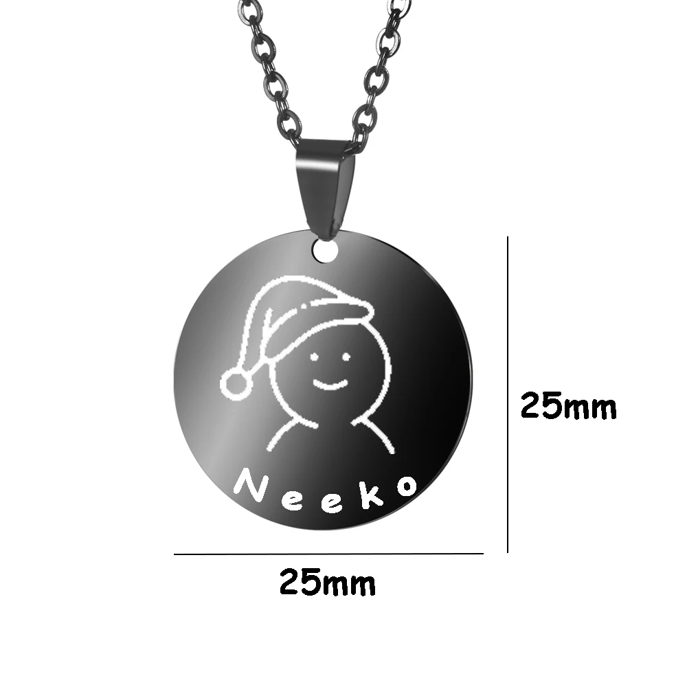 Christmas Present Necklace for Women Custom Name Santa Claus Christmas Tree Snowman Snowflake Choker Round Pendant Jewelry Gifts