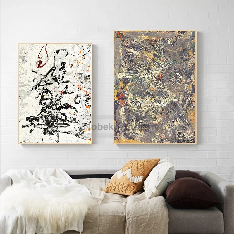 Abstract Expressionism Jackson Pollock Free Line Mural Poster and Prints Canvas Painting Wall Art Pictures Home Room Decor