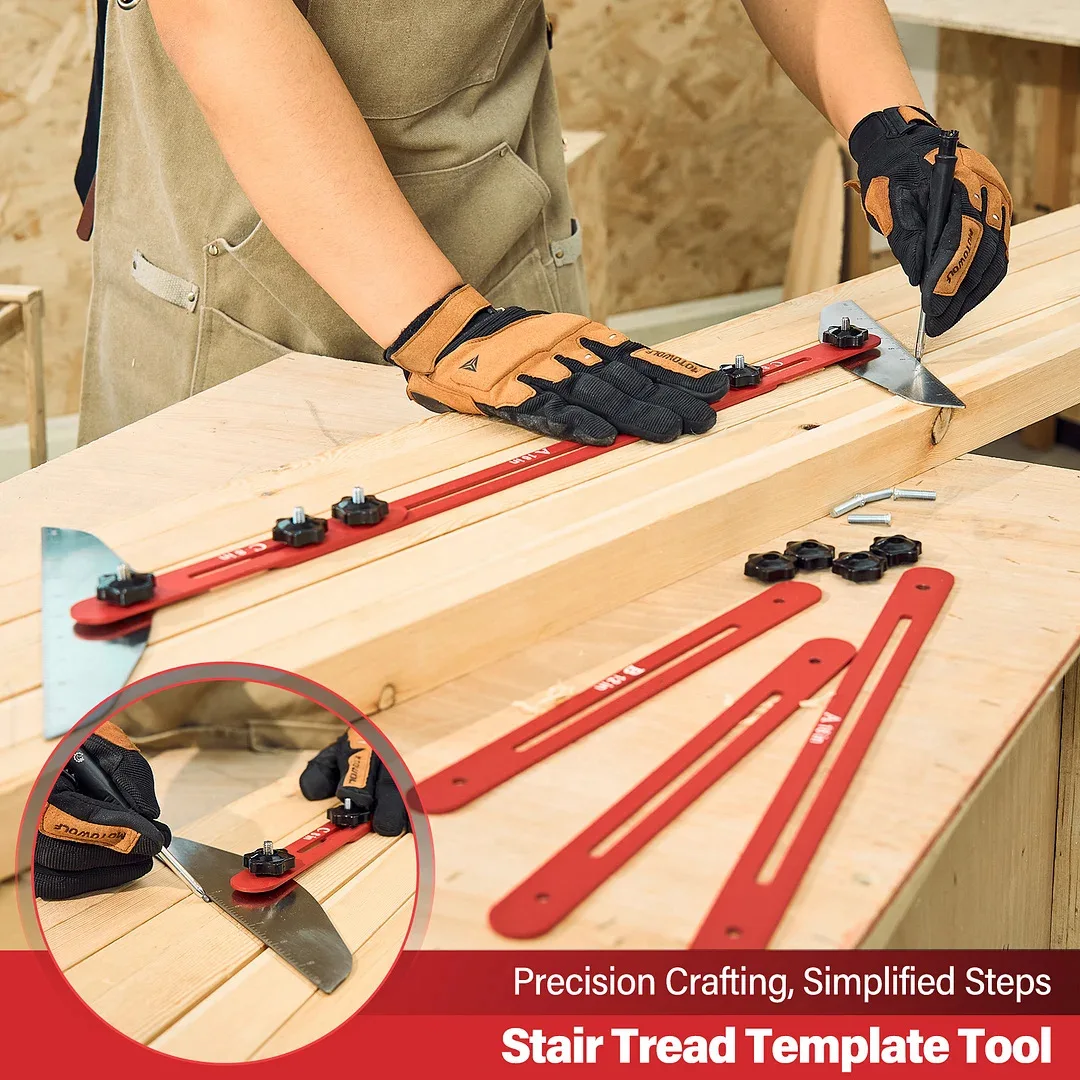 Stair Tread Template Tool Precision Stair Tread Jig for Risers and Treads Aluminum Stair Guide, Measuring Tool, Step Gauge