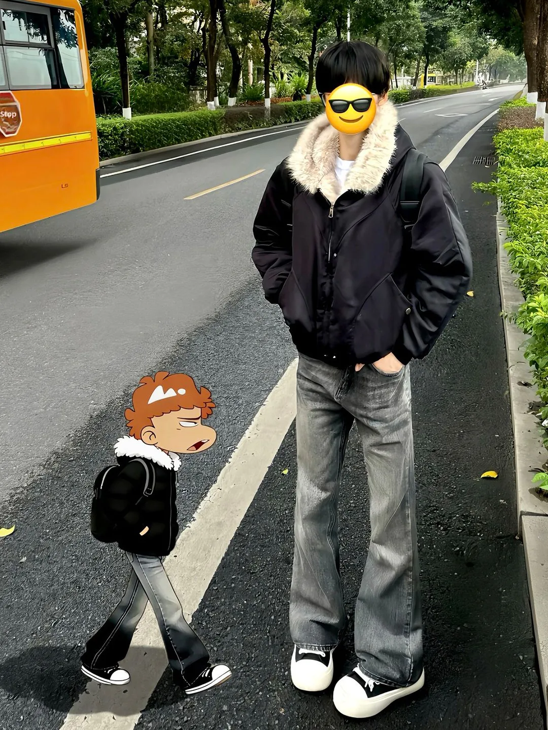 

American High Street Vibe Men's Fce Lined Curved Knife Jeans mid Waist Straight Leg Tapered Bootcut Winter Elastic Jeans