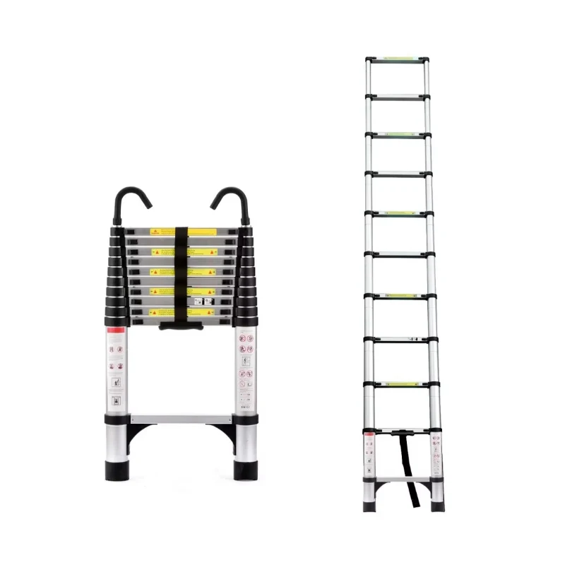 10.5ft (about 3.2m) Retractable Ladder Multi-functional Foldable Ladder Retractable Ladder Suitable Daily Attic Home 330 Pounds