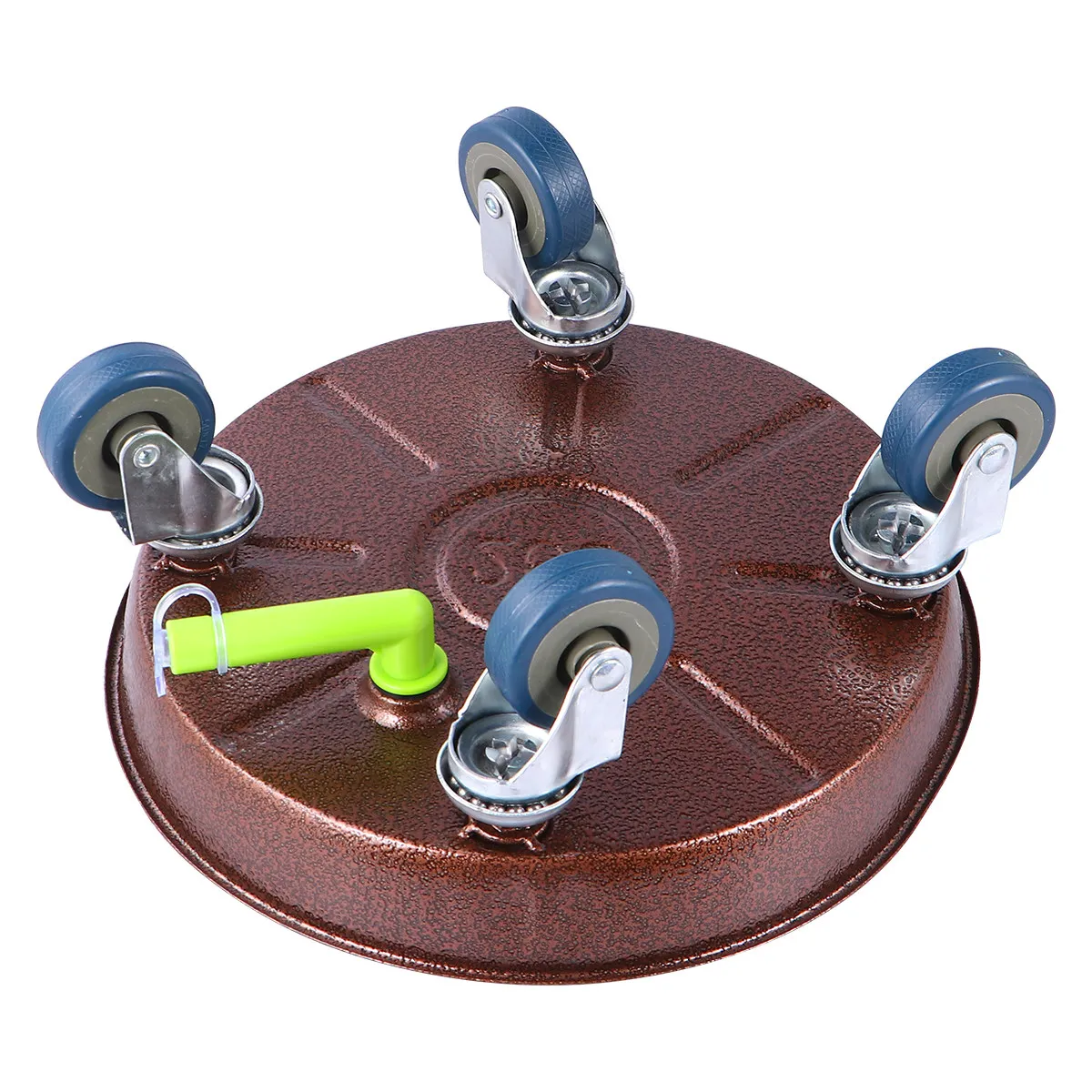 Heavy Duty Iron Flower Pot Tray with Universal Wheels Round Thickened Design for Indoor Outdoor Use Purple Bronze 28Cm Od 26Cm