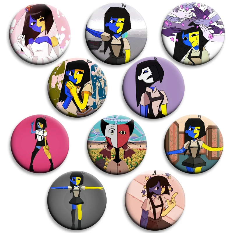 Ena Graphic Aesthetic Rain Rock Button Pin Cartoon Badge Role Play Handmade Tinplate Brooch for Backpack Clothes Decoration Gift