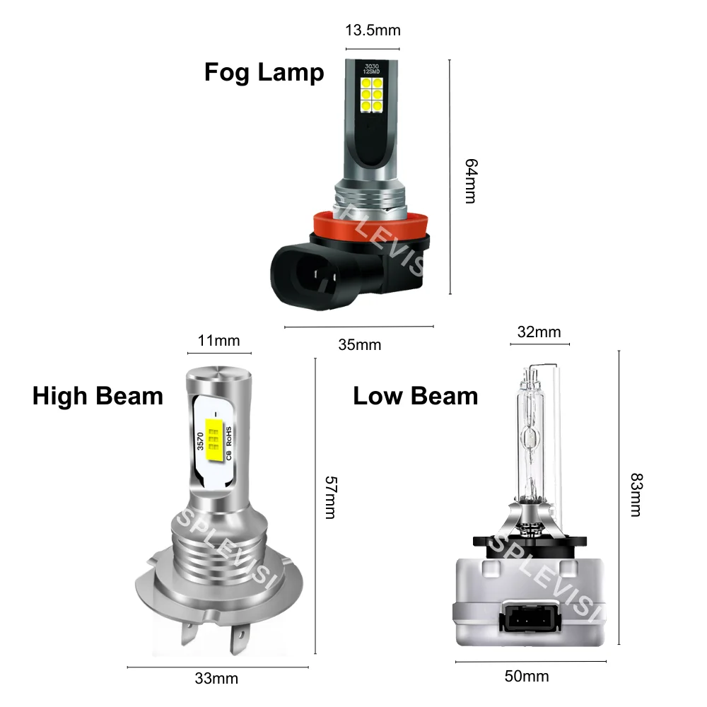 6000K Xenon White LED Headlight Combo High Beam Low Beam Foglamp For Hyundai Azera 2013 2014 2015 2016 2017 Auto Lamp