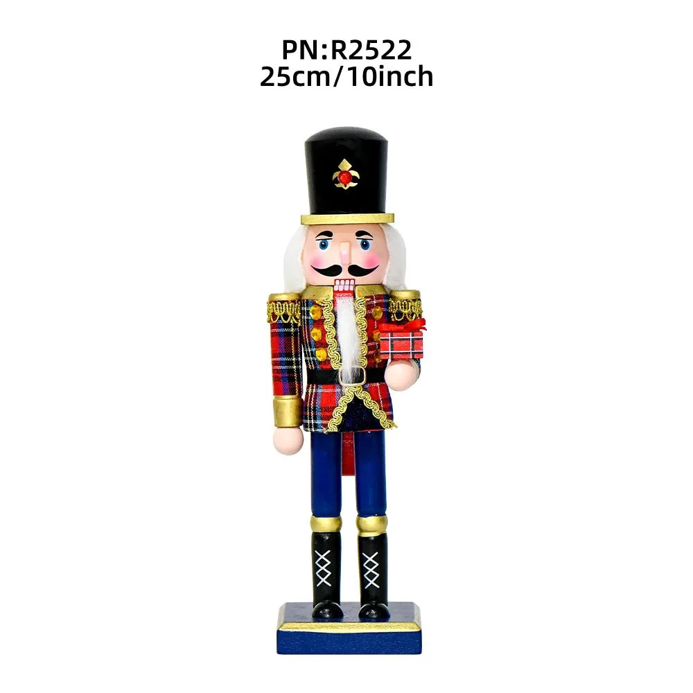 

Wooden Nutcracker Soldier Christmas Decoration 25cm Traditional Nutcracker Statue Festive Tabletop Display Decor