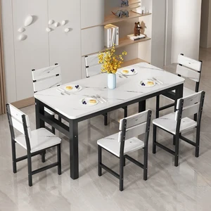 Mesa de jantar com cadeira 1 mesa simples e elegante em design moderno em mármore mesa para casa, conjunto de jantar para restaurante 10 principais vendas mini mesa de cha - №9
