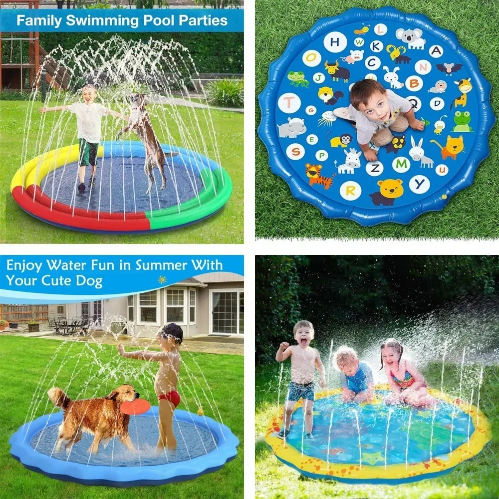 170/cm Sommer Kinder Sprinkler Spiel matte Outdoor Rasen Strand gelbes Meer aufblasbare Wassers pray Wasserspiele Strand matte Kissen