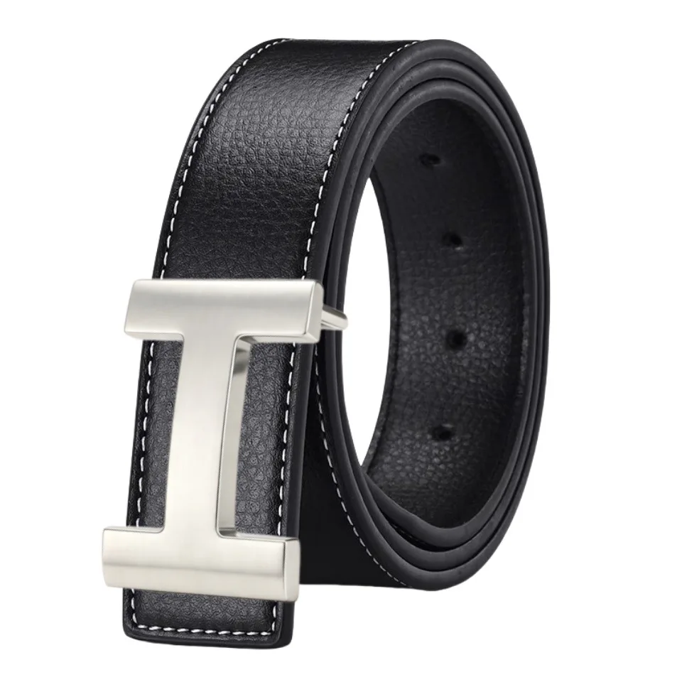 2Pcs Male Classic Waist Accessory, Modern Hollow Rectangular Outline Buckle, Multi‑Color Belt For Formal Occasion