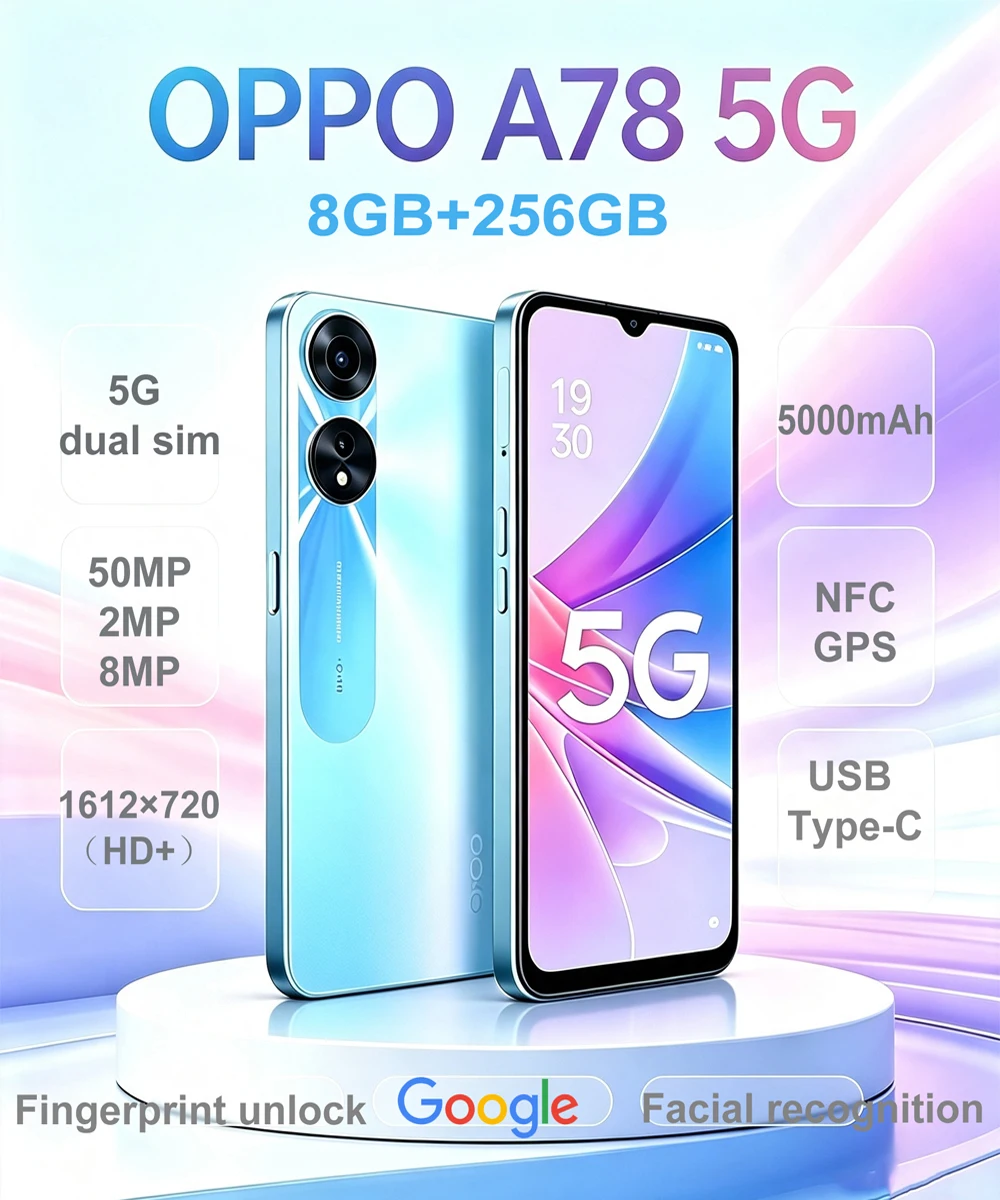 OPPO A78 8GB+256GB smart 5G mobile phone 6.56-inch LCD water drop screen 5000mAh battery supports 33W wired fast charging