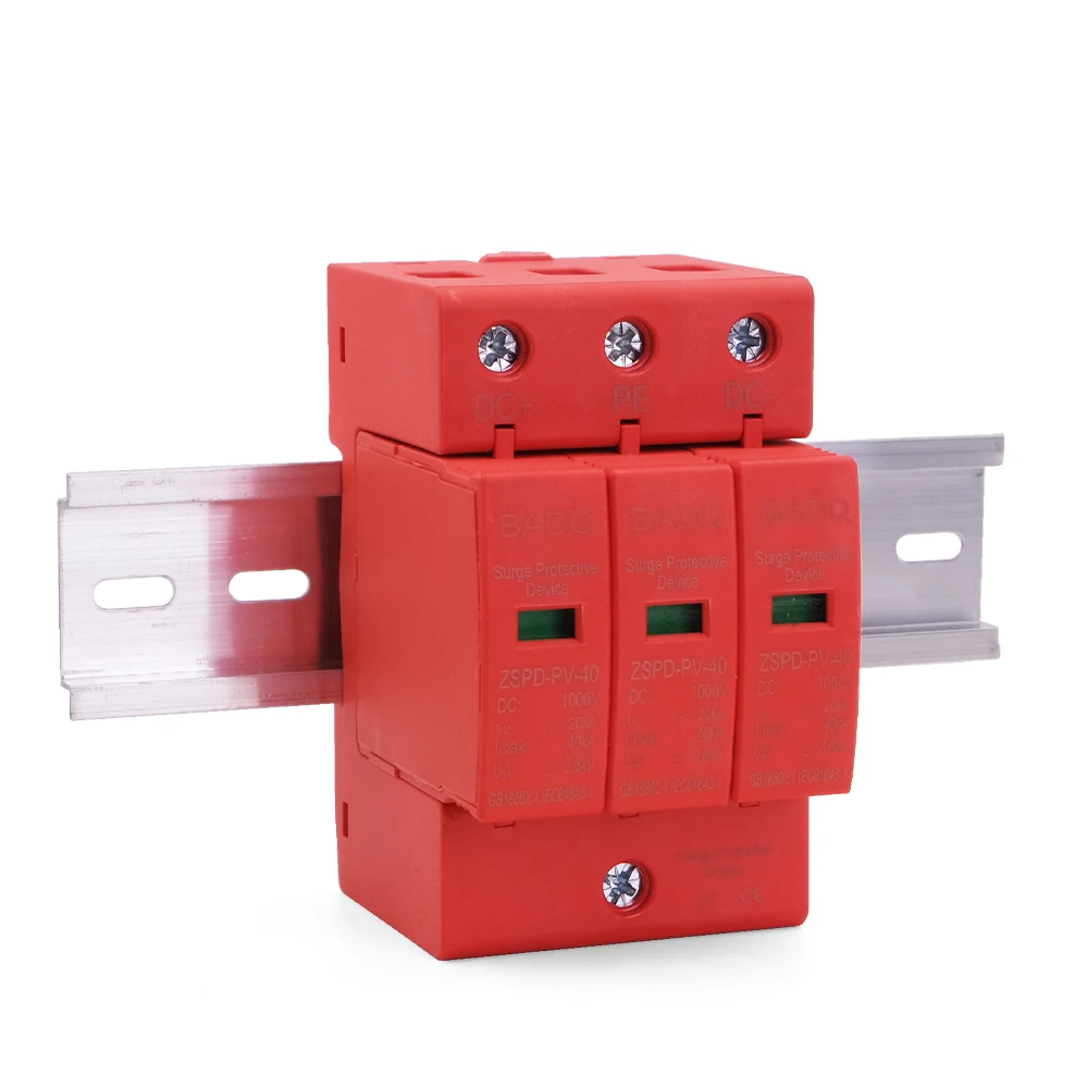 

1PCS DC 1000V 40kA Protector SPD - 2P/3P Solar PV Lightning Arrester, DC Surge Protection For Photovoltaic Systems
