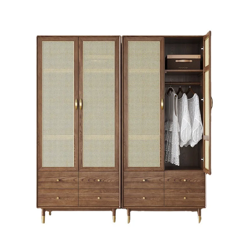

Nordic solid wood wardrobe small apartment modern wardrobe home bedroom storage wardrobe