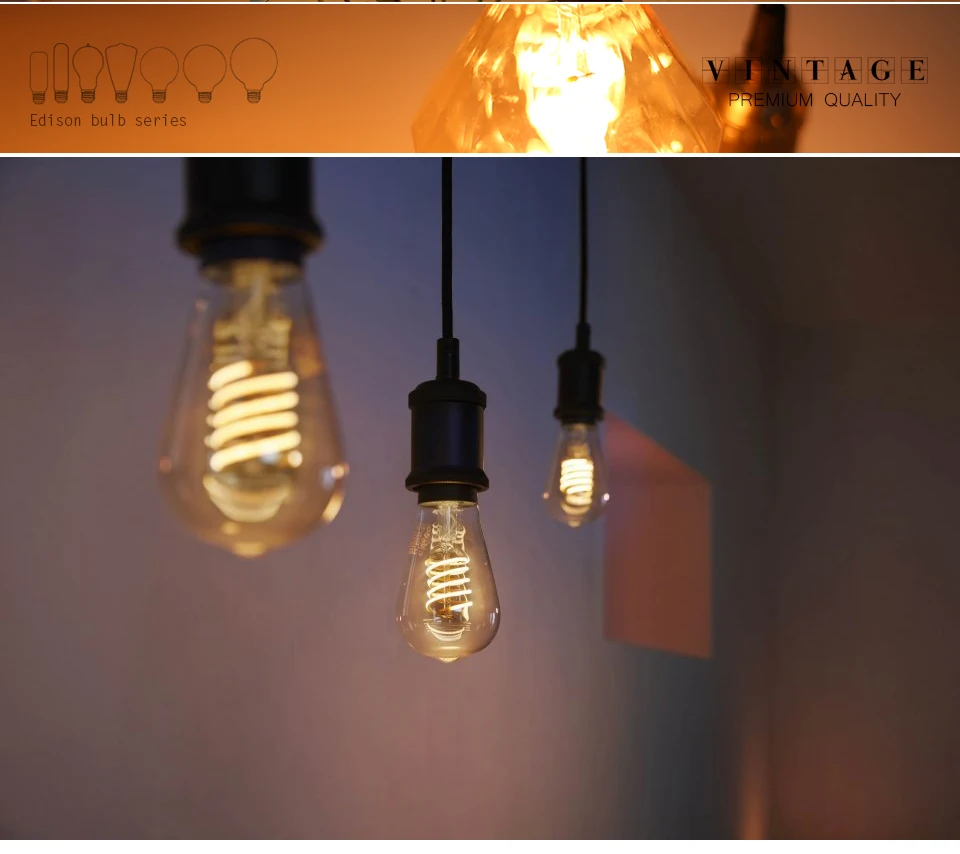 E27 LED-Glühfadenlampe 220V 4W A60 ST64 T45 T185 G80 G95 G125 Retro Vintage Ampullen LED Edison Lampe Spiralbirne für Zuhause – Detail 2