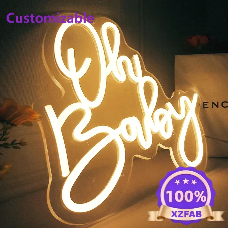 Factory Direct 2026 Custom Led Oh Baby 33x44cm Neon Sign Light Art Bar Club Wall Hanging Flexible Lighting For Sign Decoration P