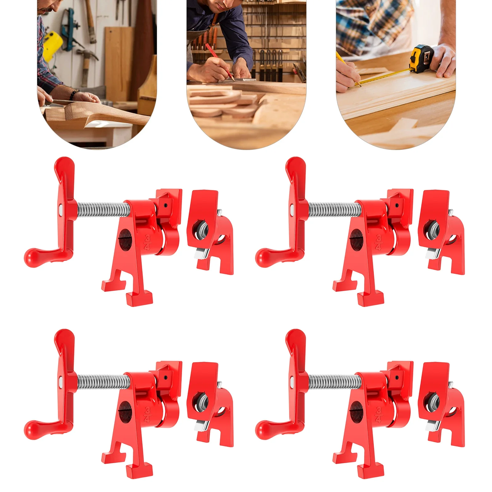 

4Pcs Pipe Screw Clamp, 3/4 Inch Metal Clamp Pipe Clamps Pipe Clamps Wooden Clamp Body Clamp DIY Hand Tool Kit for Woodworking
