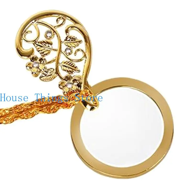 قلادة مجوهرات المكبر البصري مع سلسلة قلادة النظارات المحمولة أحادية للقراءة جمع مكتبة هدية