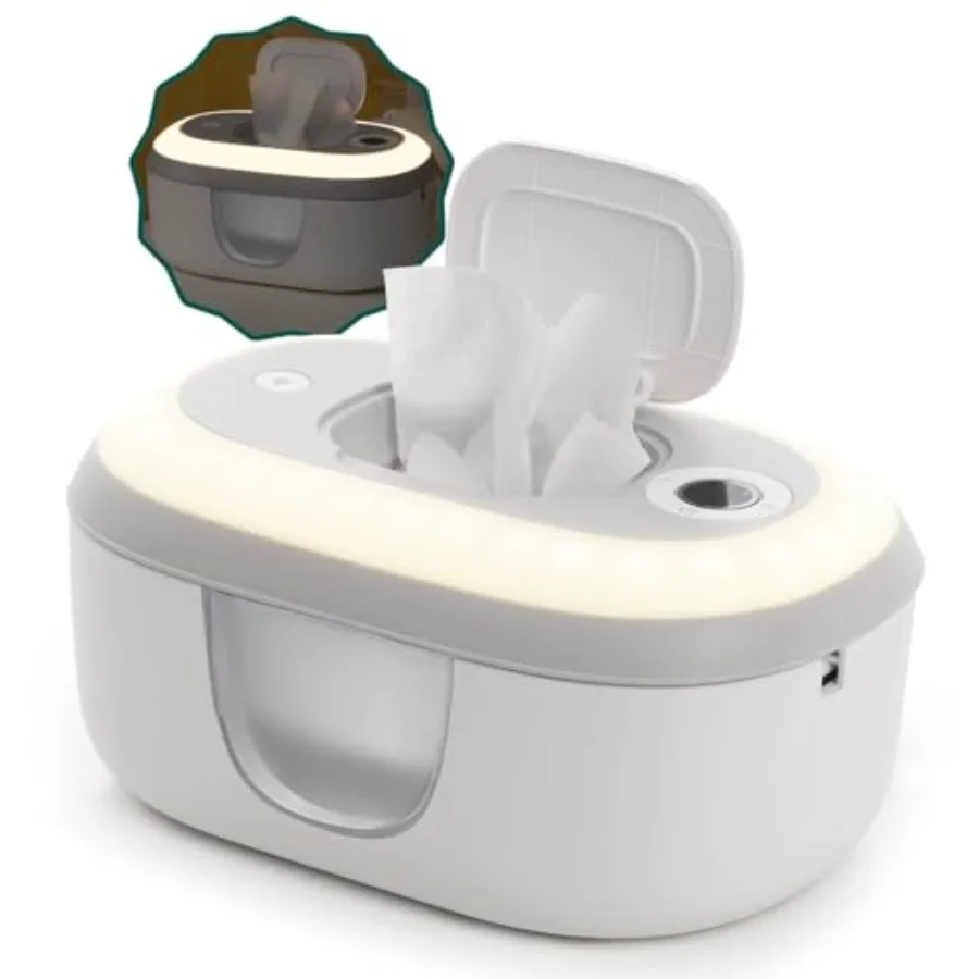 Babelio Baby Wipe Warmer and Wet Wipes Dispenser Large Capacity Wipes Warmer for Babies with Night Light Top Even Heating 4-Lev
