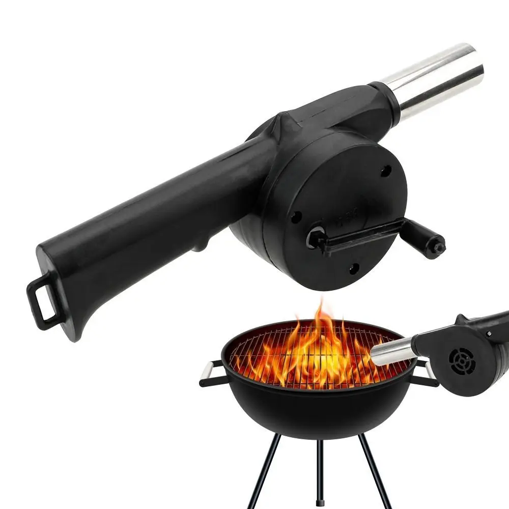 

Hiking Portable Hand-cranked Air Blower Black Durable Barbecue Fan Easy To Assemble Plastic BBQ Grill Fire Bellows Tools Picnic