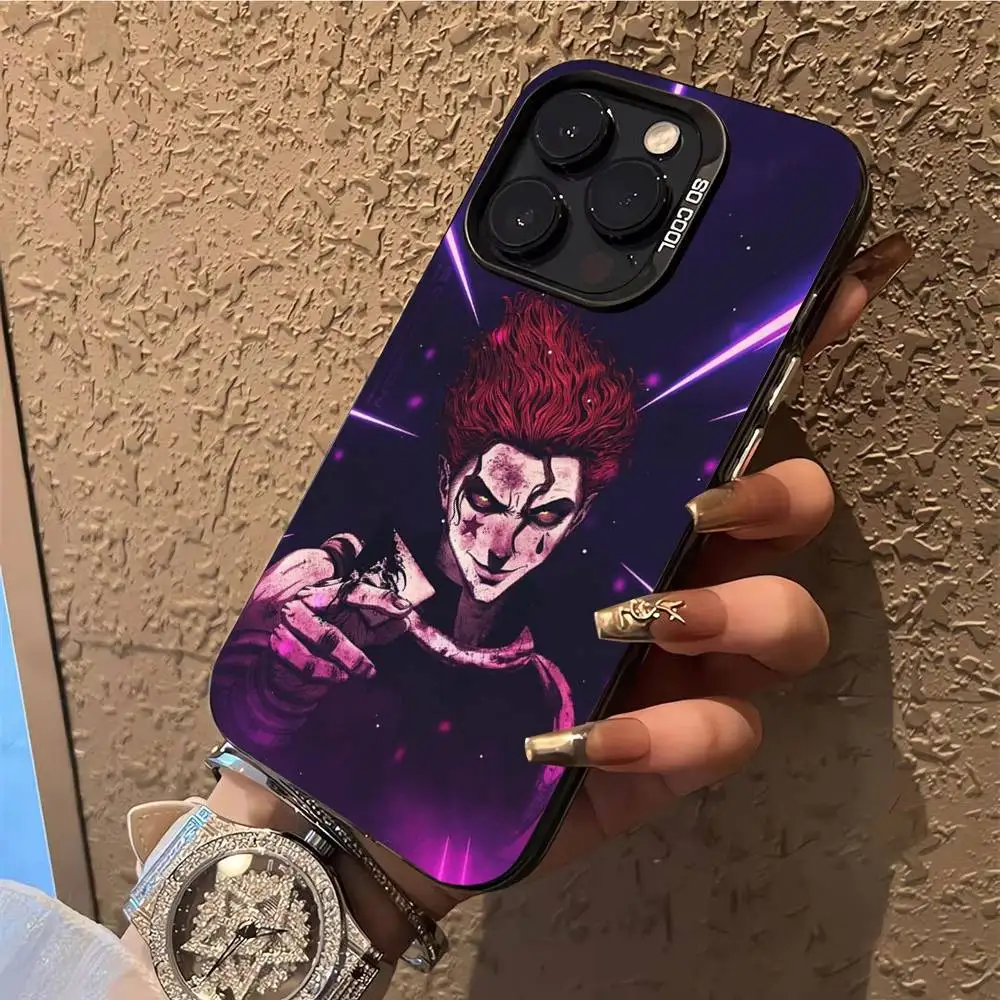 حافظة هاتف أنيمي H-Hisoka M-Morow لهواتف iPhone 17,16,15,14,13,12,X,8,Pro,Max,Plus,E,SE4,Air,Mini IMD أسود غير لامع