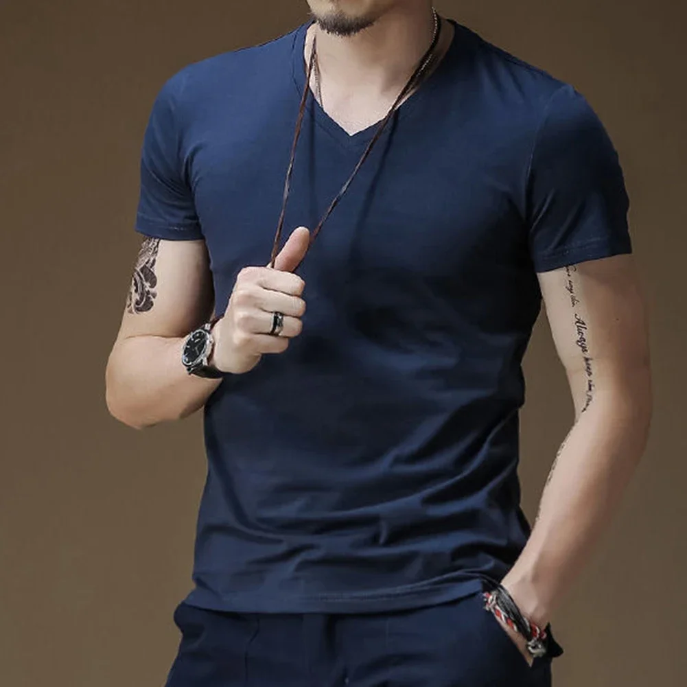 

Solid Color Fitness T-Shirt men Short Sleeve Tops Black Dark Blue Grey Light Grey Workout Tees Manga corta