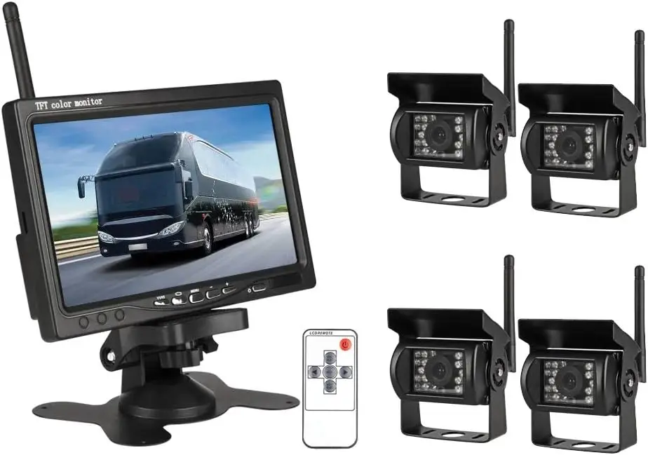 4pcs Wireless Vehicle Backup Cameras Plus 7