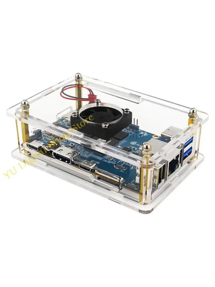 

96BA Case for Orange 5 Transparent Acrylic Cover for Case with Cooling Fan