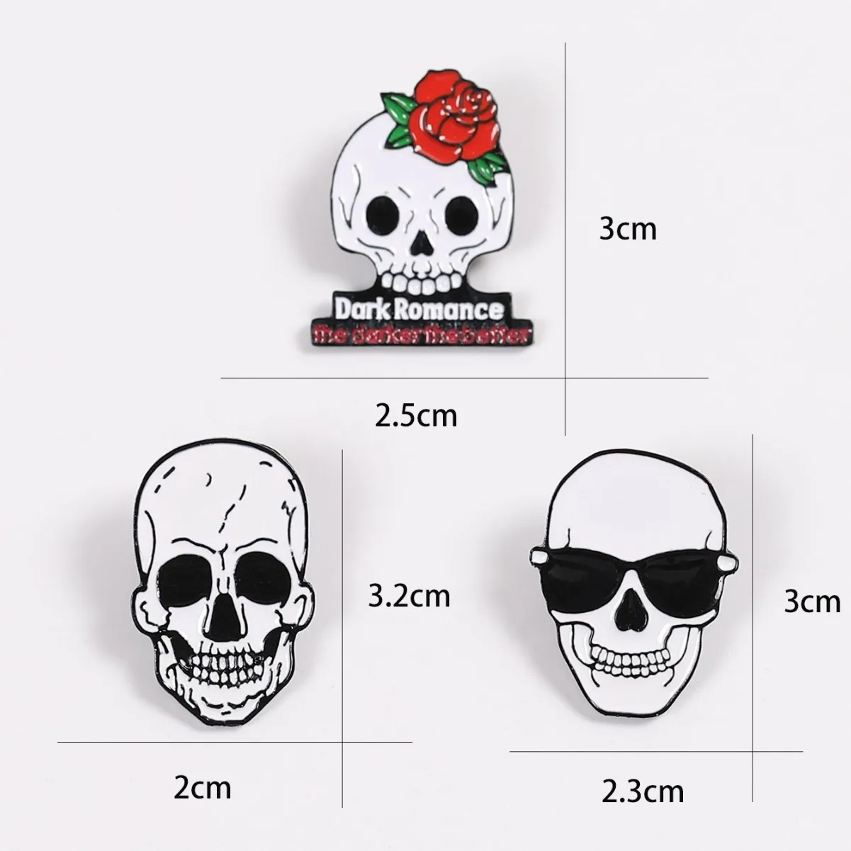 الرومانسية المظلمة أغمق أفضل شارة الجمجمة روز بروش معدني المينا دبوس القوطية رواية فيلم الرعب الهدايا والمجوهرات