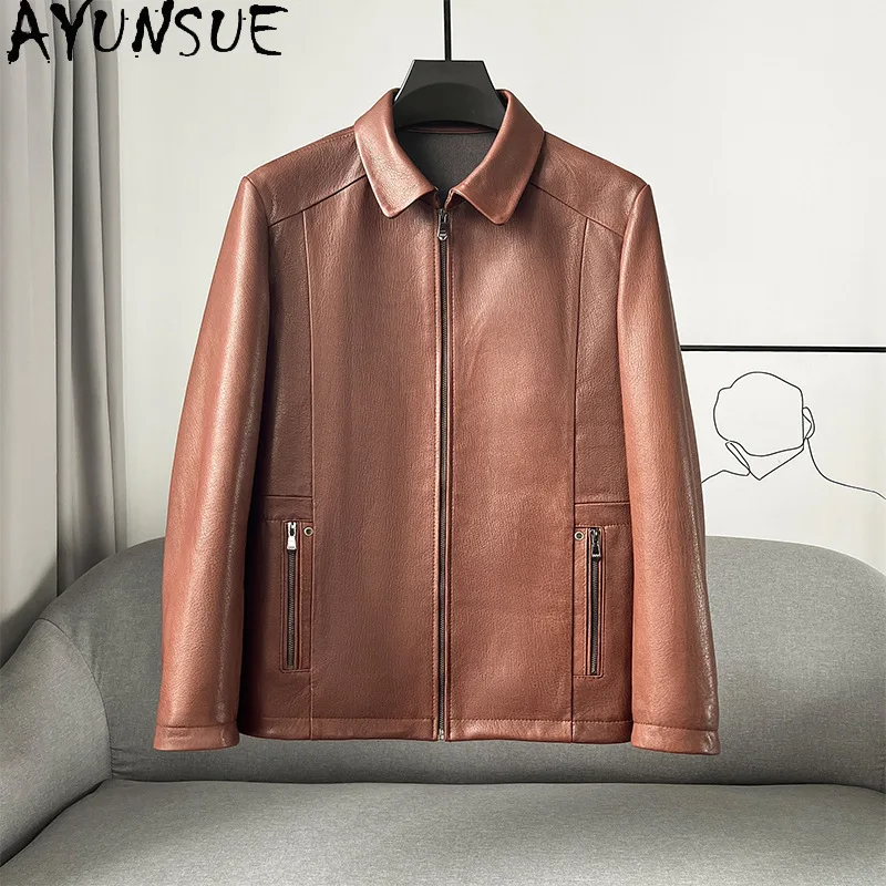 

Tcyeek Sheepskin Real Leather Jacket Men 2025 Spring Autumn Coats Mens Clothes Short Leather Coat Trendy Jaqueta De Couro