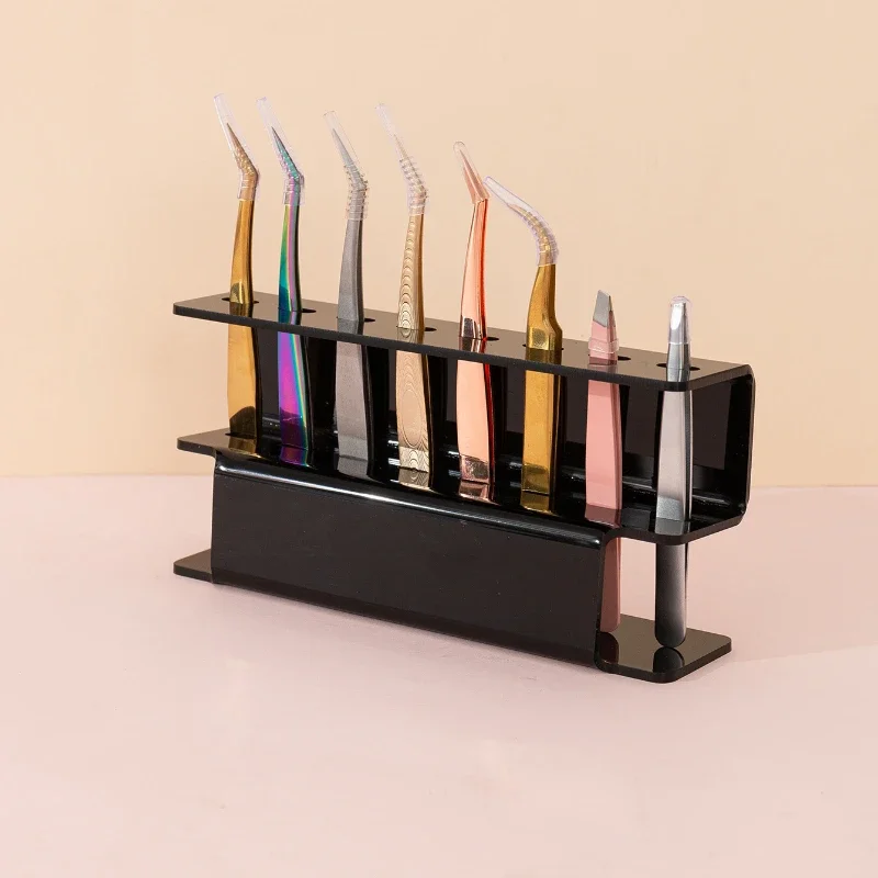 1pcs Acrylic Eyelash Tweezers Storage Rack Holder Stand 6 Slots Organizer for Nail Tattoo Beauty Tools Shelf