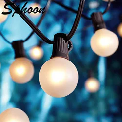 Frosted White G40 Outdoor String Lights E12 Socket 25FT 65FT Connectable US EU Plug Dimmable Fairy Light Chain For Wedding Cafe