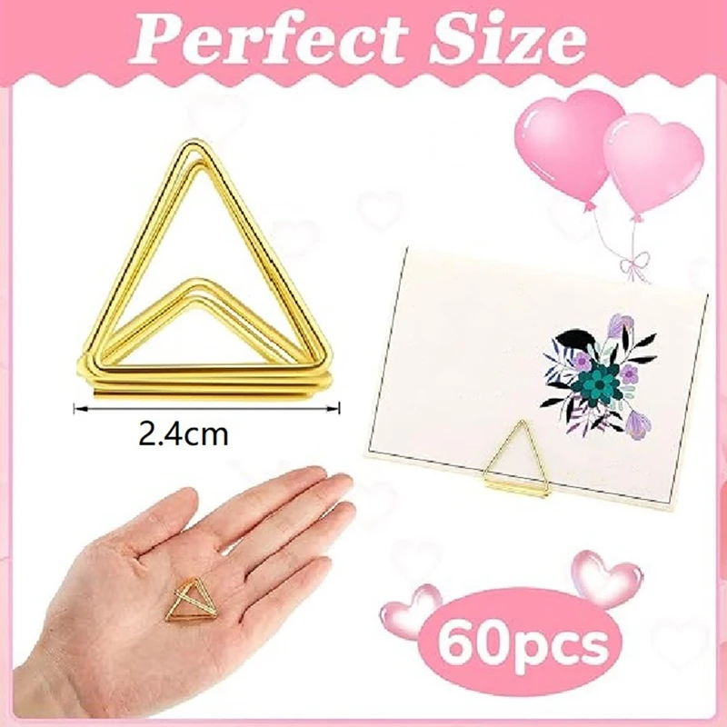 60 個の席札ホルダー三角形テーブルカードホルダー写真画像ホルダースタンドクリップ