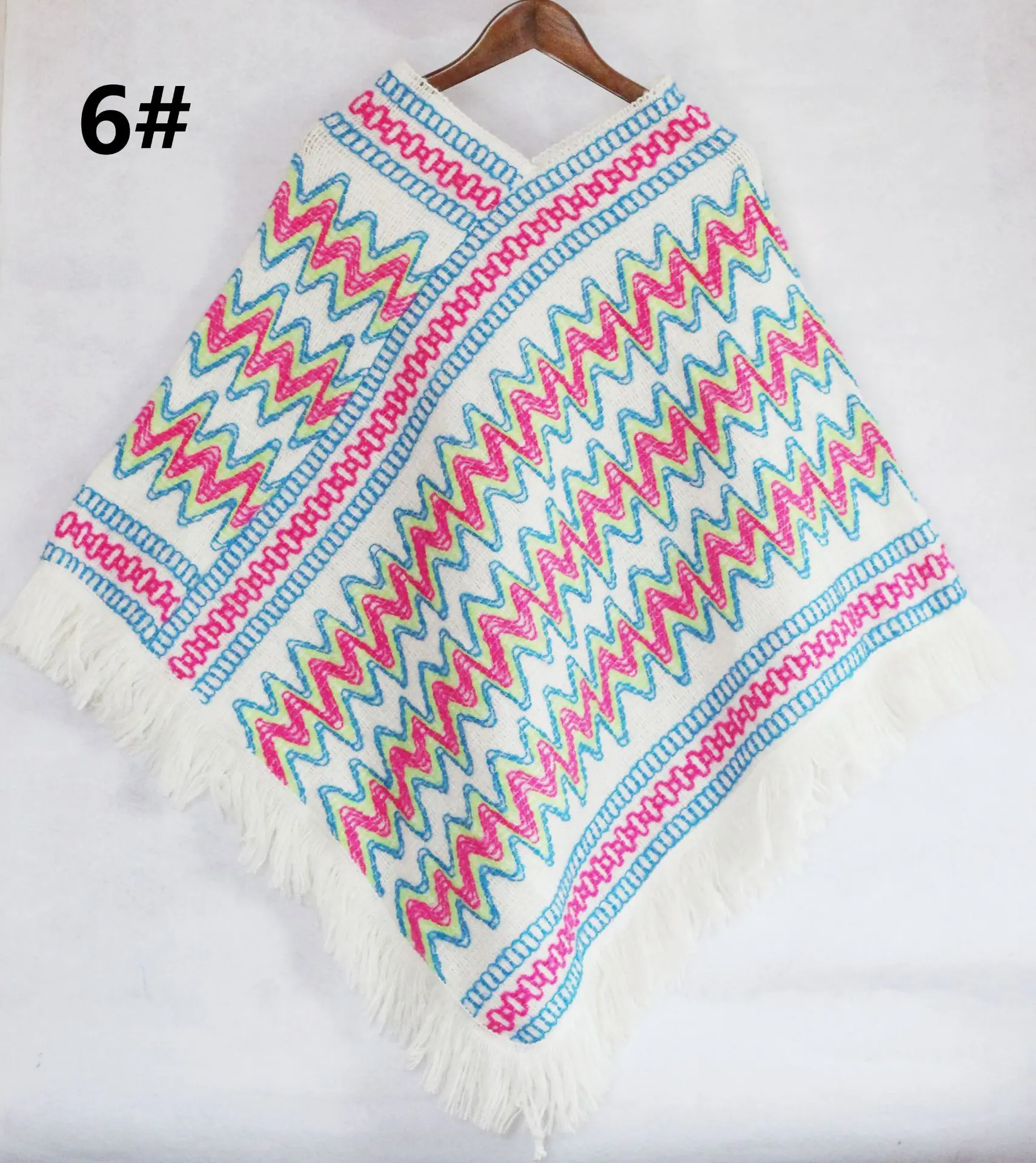 

Poncho Cloak Knitted Cape Tassel Women Autumn and Winter Leisure Ethnic Tourism and Shopping Coat Lady Warm Pink