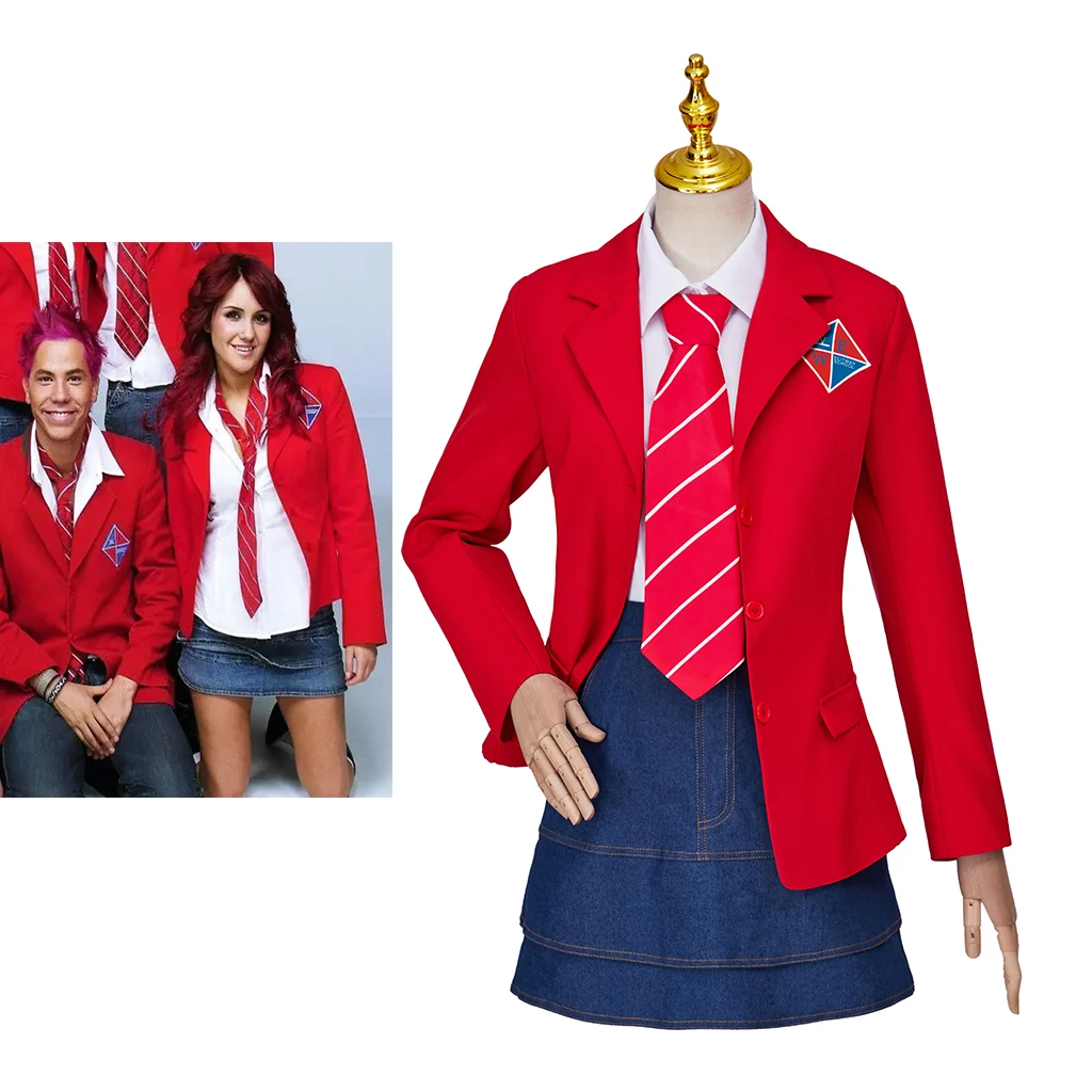 Rebelde Cosplay Female Costume Women Girls School JK Uniform Skirts Suit Student Red Jacket Full Set Halloween Party Outfits