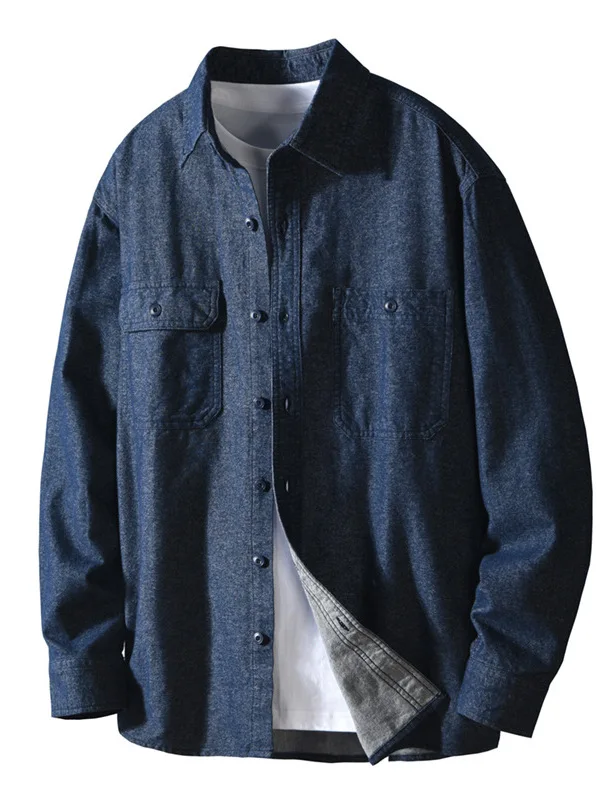 

Джинсовый повседневный длинный све irt в стиле ретро, мужской осенне-зимний новый американский ретро-тренд, свободный воротник irt Jaet