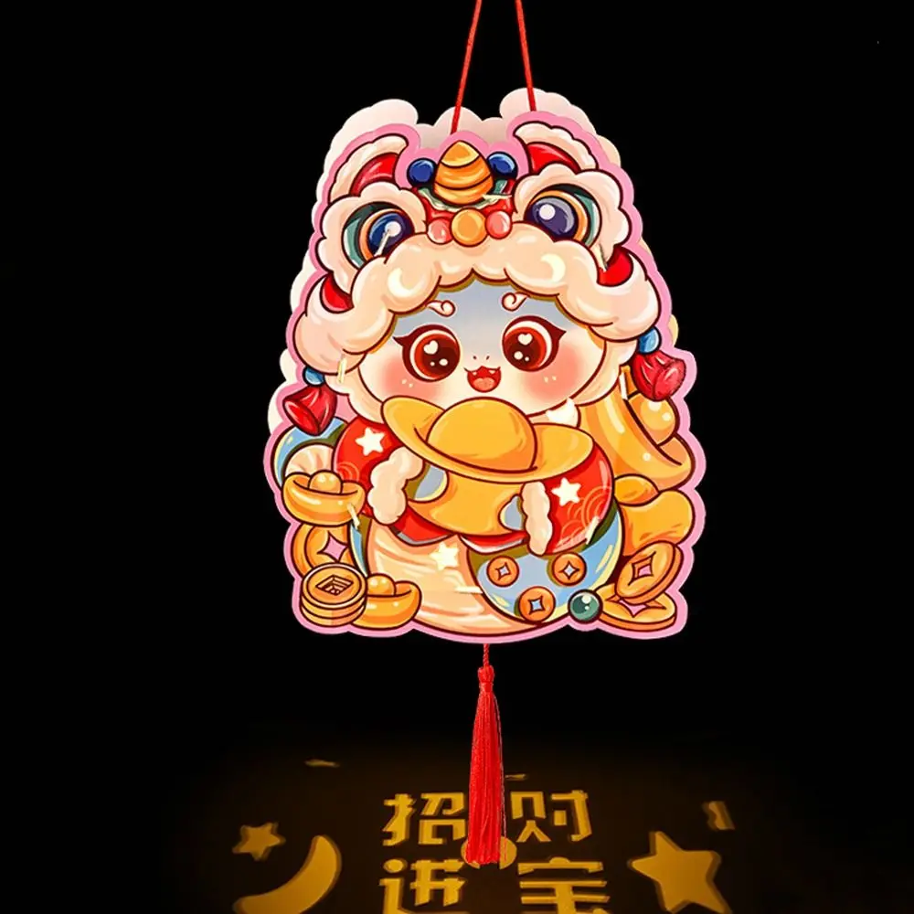 Vintage Chinese Snake Portable Lantern Traditional Paper New Year Luminous Lantern Handheld Cartoon Spring Festival Lantern