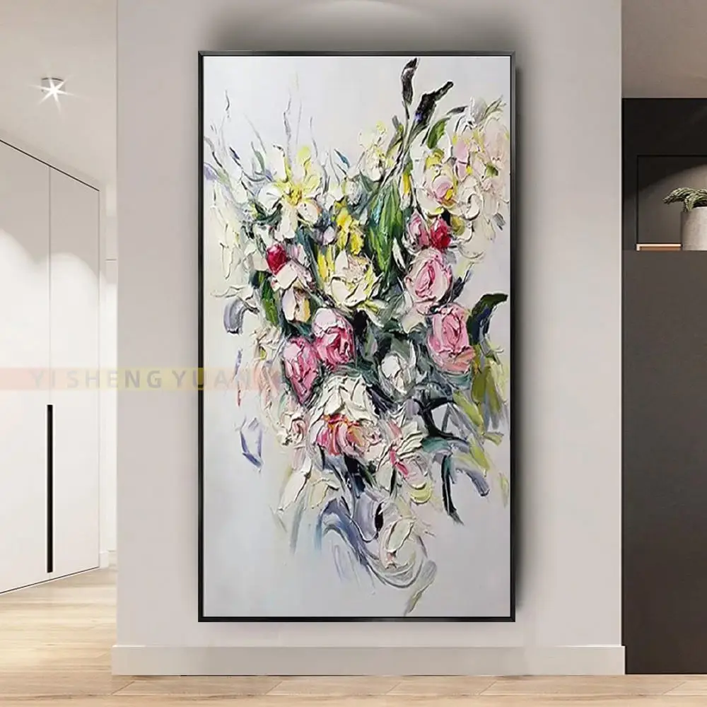 

Handmade Flower Oil Painting Wall Art gift On Canvas Living Room Restaurant Decorative Modern Background Hanging Mural Unframed