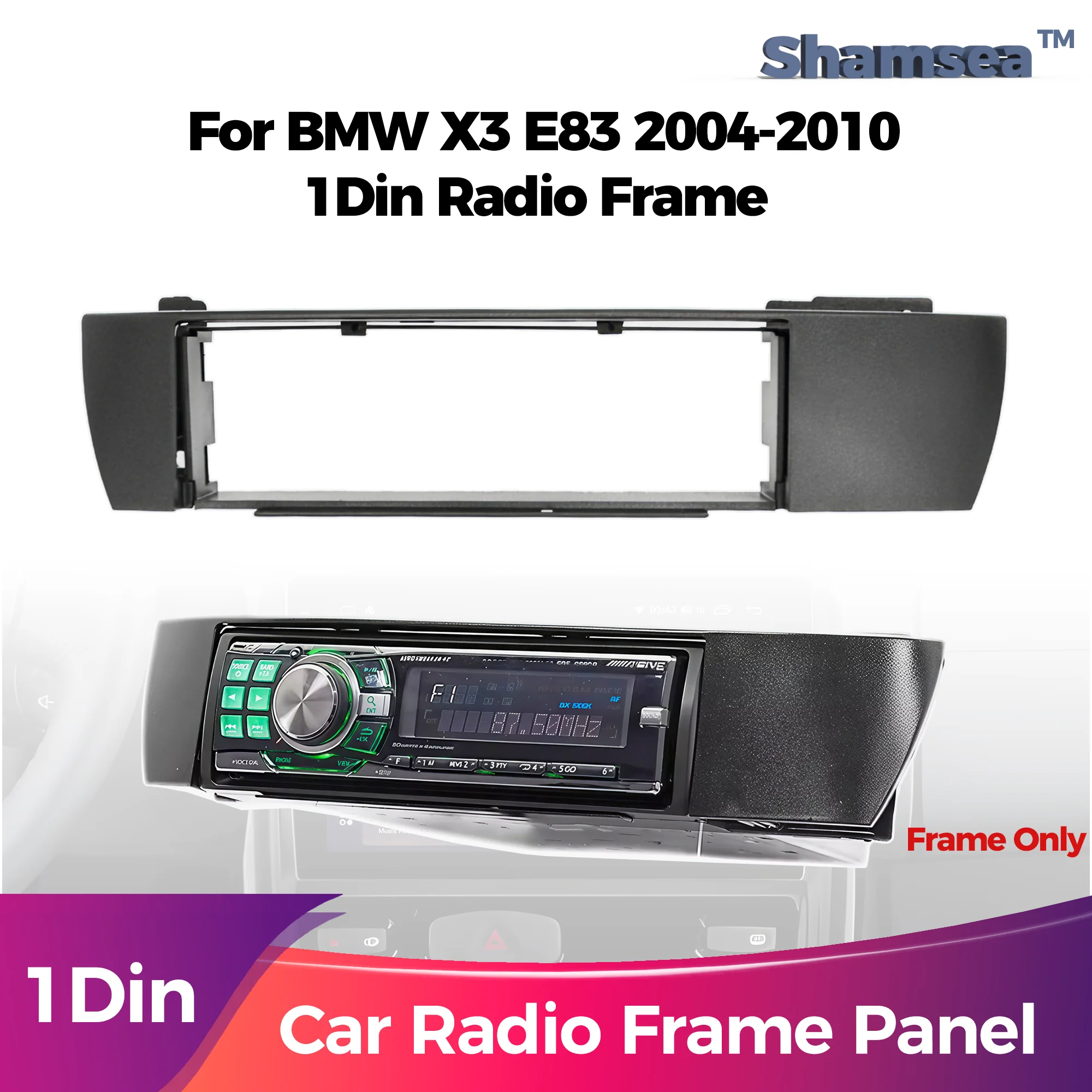 1Din Car Stereo Radio DVD Player Panel Audio Trim Frame For BMW X3 E83 2004 2005 2006 2007 2008 2009 2010  Single Din