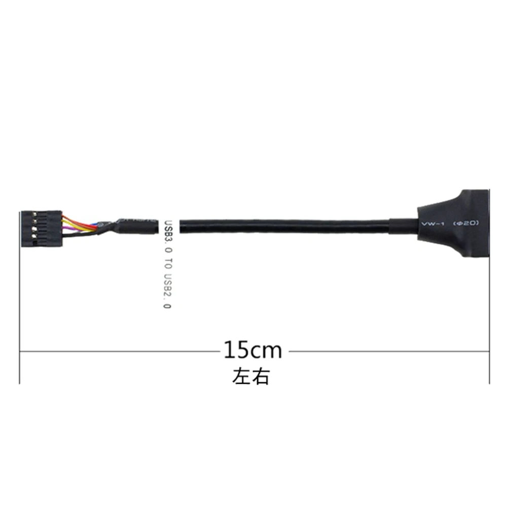 1pc schwarz usb 2,0 9 pinos gehäuse männlichen zu placa-mãe usb 3,0 20pin weibliche adaptador kabel für computador