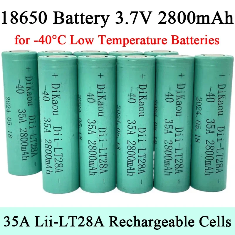 3.7V 2800mah 18650 Battery Lii-LT28A 35A Rechargeable Cells  -40°C Low Temperature Batteries for Driving Recorder Speaker