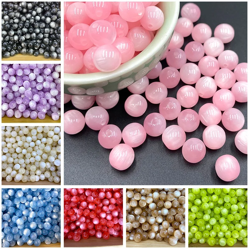 

Glossy Cat Eye Round 8mm 12mm Resin Plastic Loose Beads Lot For Jewelry Making DIY Bracelet Findings